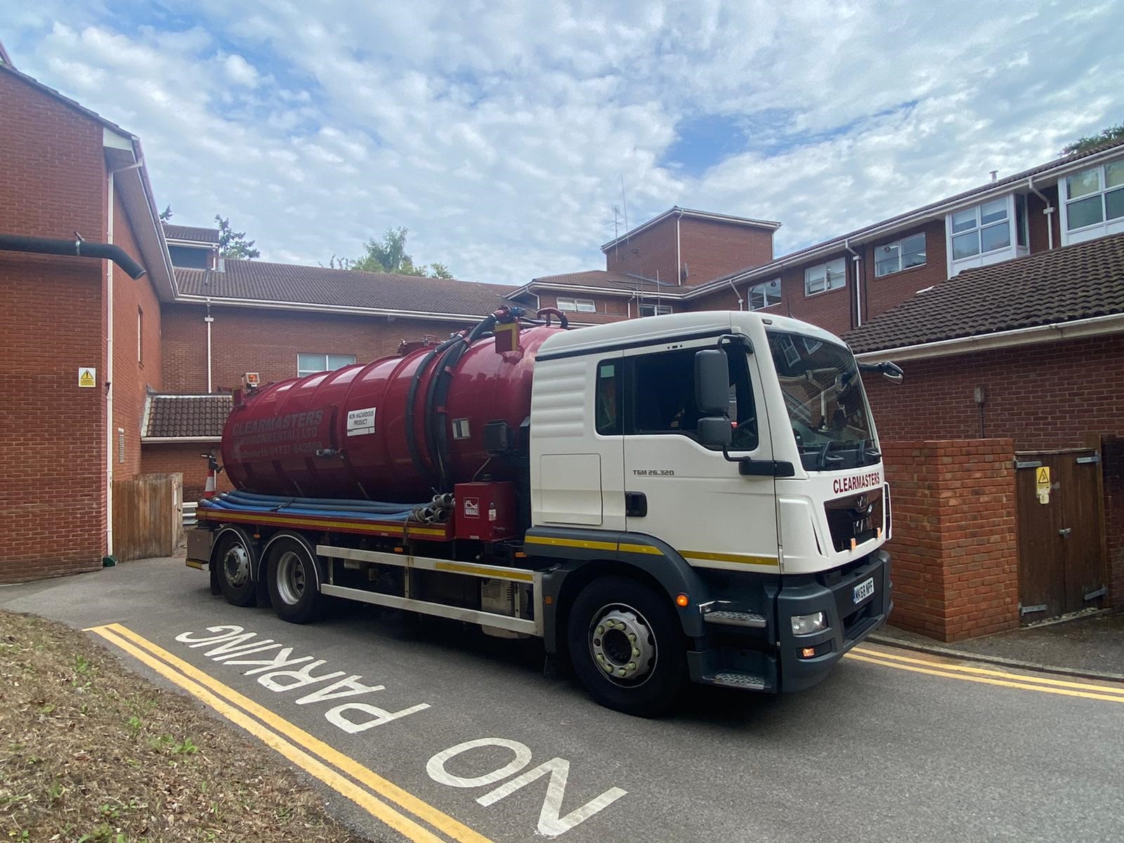 A Clearmasters tanker at a commercial site