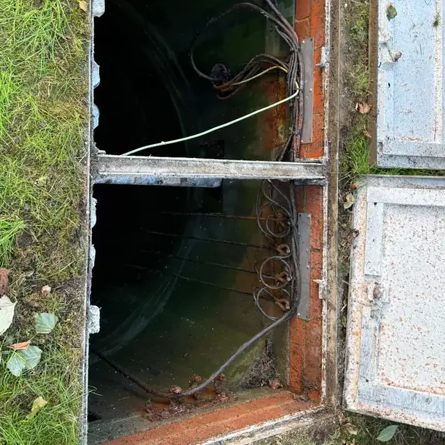 Float switch cables on corroded brackets in the Southwater wet well
