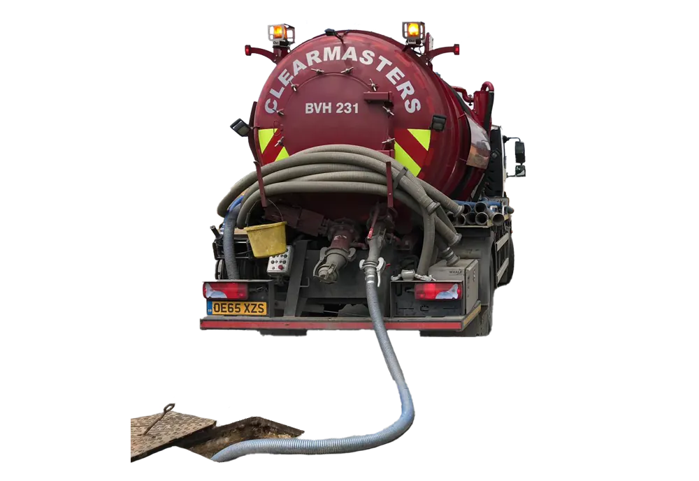 A Clearmasters vacuum tanker used for treatment plant desludging